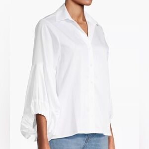 HARSHMAN LOS ANGELES WHITE VIOLETTA COTTON POPLIN BLOUSE WOMENS SZ SMALL